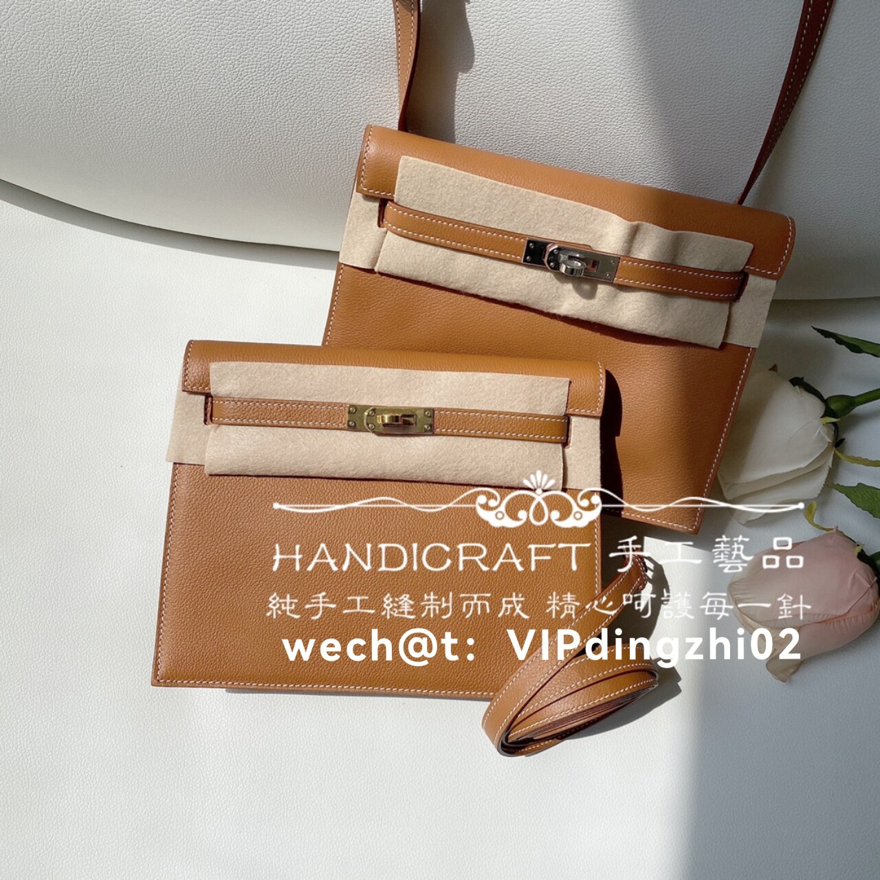 VIP总监纯全手工缝蜡线凯莉Danse跳舞包Evercolor牛皮 gold金棕色