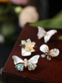 天然鲍鱼贝壳白蝶贝蝴蝶胸针复古设计感胸花西装 大衣高级感领针