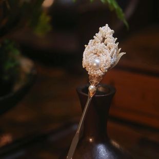 2025新款高端新中式天然珍珠发簪盘发丸子头钗子辑珠簪子头饰