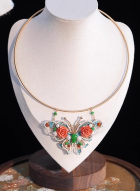 原创设计锁骨链女设计感小众蝴蝶项圈新中式项链马面裙旗袍配饰