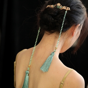 陌上芊国潮新中式流苏轻奢珠宝感盘发横夹新年礼物