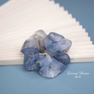 大肠发圈森系发绳仙美夏季 头绳高级感发饰 蓝色皮筋适合扎高马尾