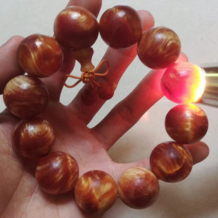 长白山琥珀木全透光佛珠手串东北松明子帝王血龙木沉香明丁男珠子