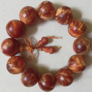 长白山琥珀木全透光佛珠手串东北松明子帝王血龙木沉香明丁男珠子