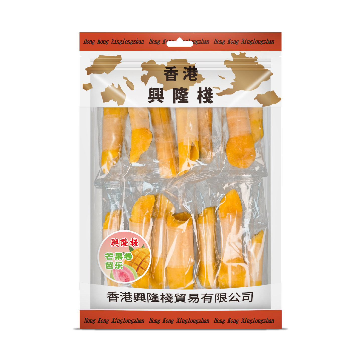香港兴隆栈芒果卷芭乐厚切芒果干夹心芭乐条独立小包装果脯蜜饯