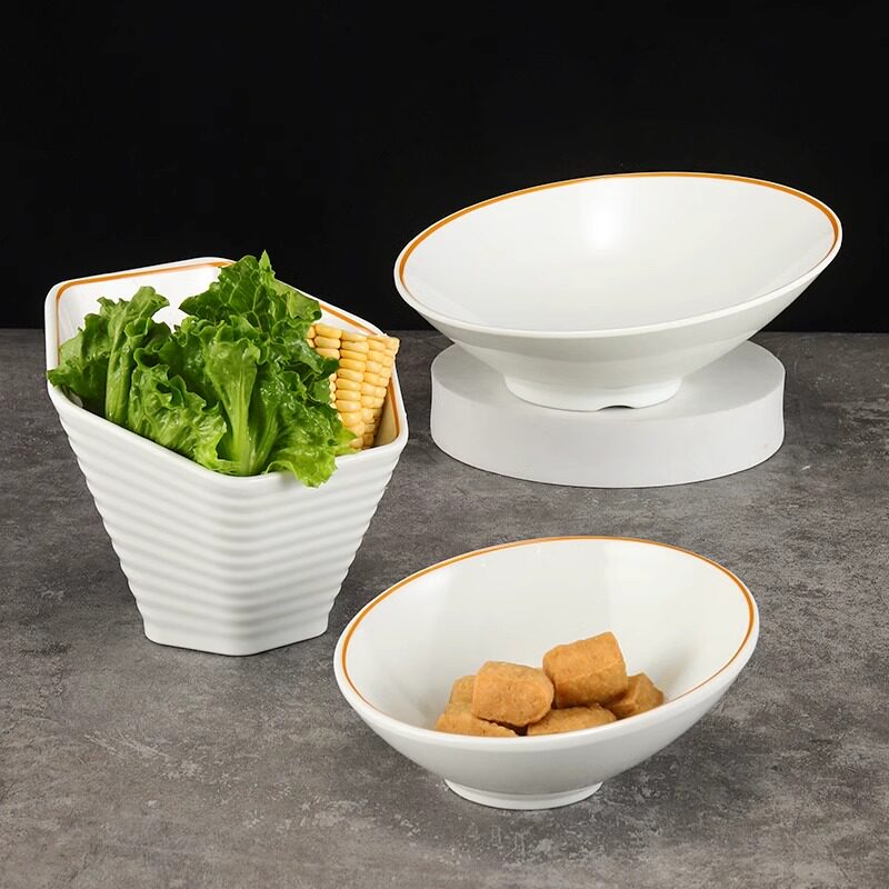 密胺斜口碗商用创意火锅餐具自助餐厅调料酱料碗生菜沙拉碗蔬菜桶