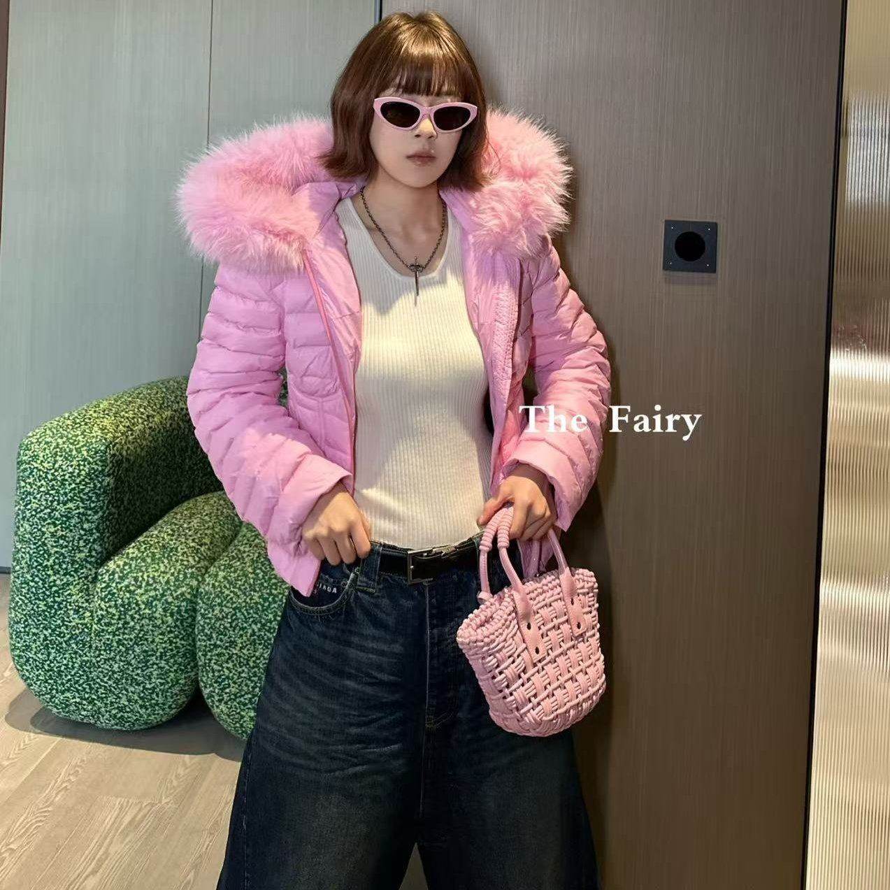 好漂亮好漂亮粉色连帽羽绒外套外套女2025年冬季新款短上衣修身潮