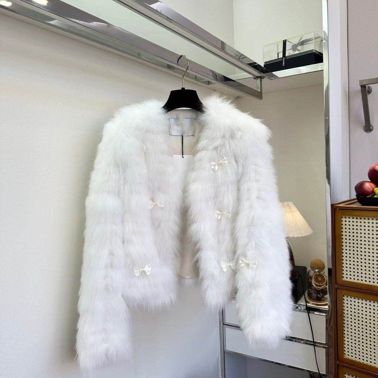 好漂亮好漂亮蝴蝶结皮草外套女2025年冬季新款短上衣名媛气质时尚