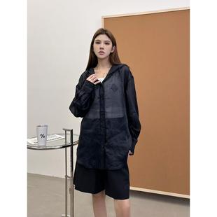 麻料连帽衬衫 防晒上衣宽松休闲百搭热销潮 薄外套女2025年夏季 新款