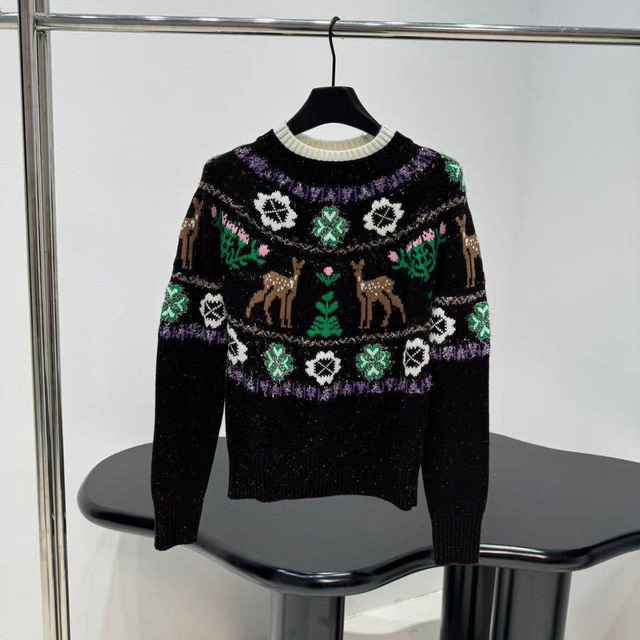 好漂亮温柔慵懒风重工刺绣花朵长袖圆领套头针织衫女宽松时尚热销