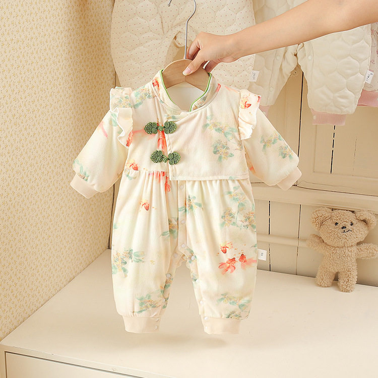 新款夹棉莲年有鱼冬款婴儿宝宝连体哈衣宝宝加厚外出服女宝旗袍,童装/婴儿装/亲子装,连身衣/爬服/哈衣,淘宝优惠券,粉丝福利购,淘宝优惠卷