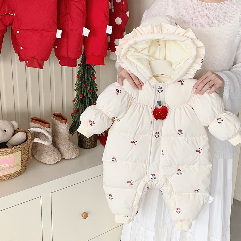 婴儿冬装外出服洋气公主棉服100码女宝宝连体衣加绒加厚外出抱衣6