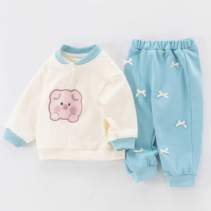 婴儿分体套装女宝宝春装纯棉可爱衣服春秋两件套婴幼儿卫衣卫裤