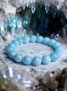 天河石手链女男蓝绿色水晶玛瑙玉髓散珠子老矿料莫桑比克手串