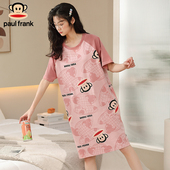 卡通可爱外穿 纯棉短袖 大嘴猴睡裙女夏带胸垫睡衣女中长款 2025新款