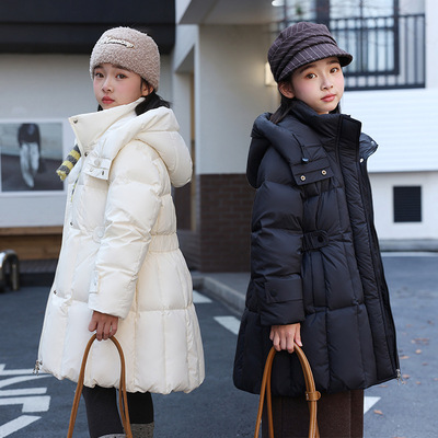 女童黑色羽绒服冬装2025新款洋气