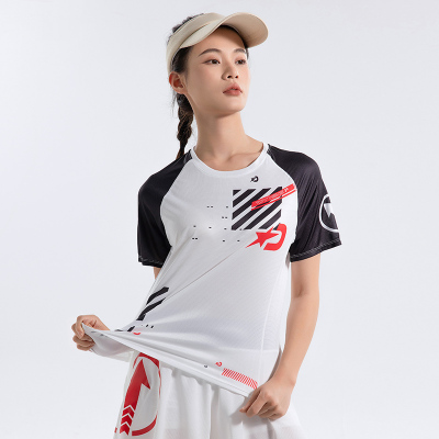 DYISE透气运动夏季休闲时尚户外印花拼接运动短袖健身上衣23017