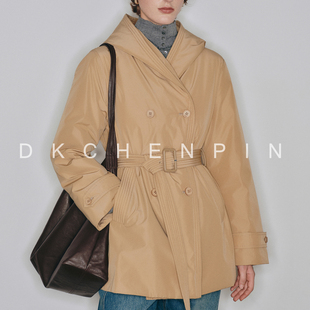 呈品90白鹅绒连帽腰带风衣一手长羽绒服2025冬新款保暖防寒鹅绒服