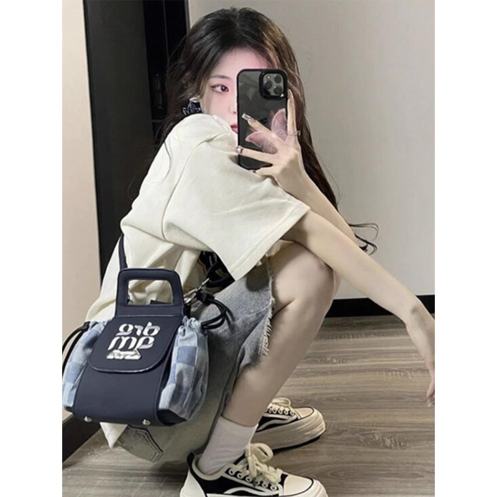 L35873F复古破洞仔短裤女夏季薄款大码胖MM腰显瘦牛a字毛高边阔腿