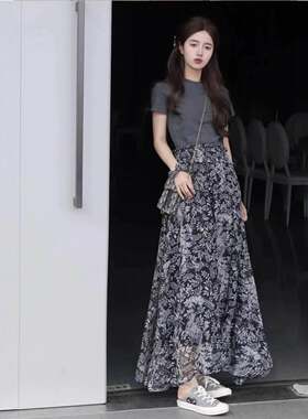 欧洲站2026夏季新款搭配一整套女装减龄时尚碎花洋装子两件式套装