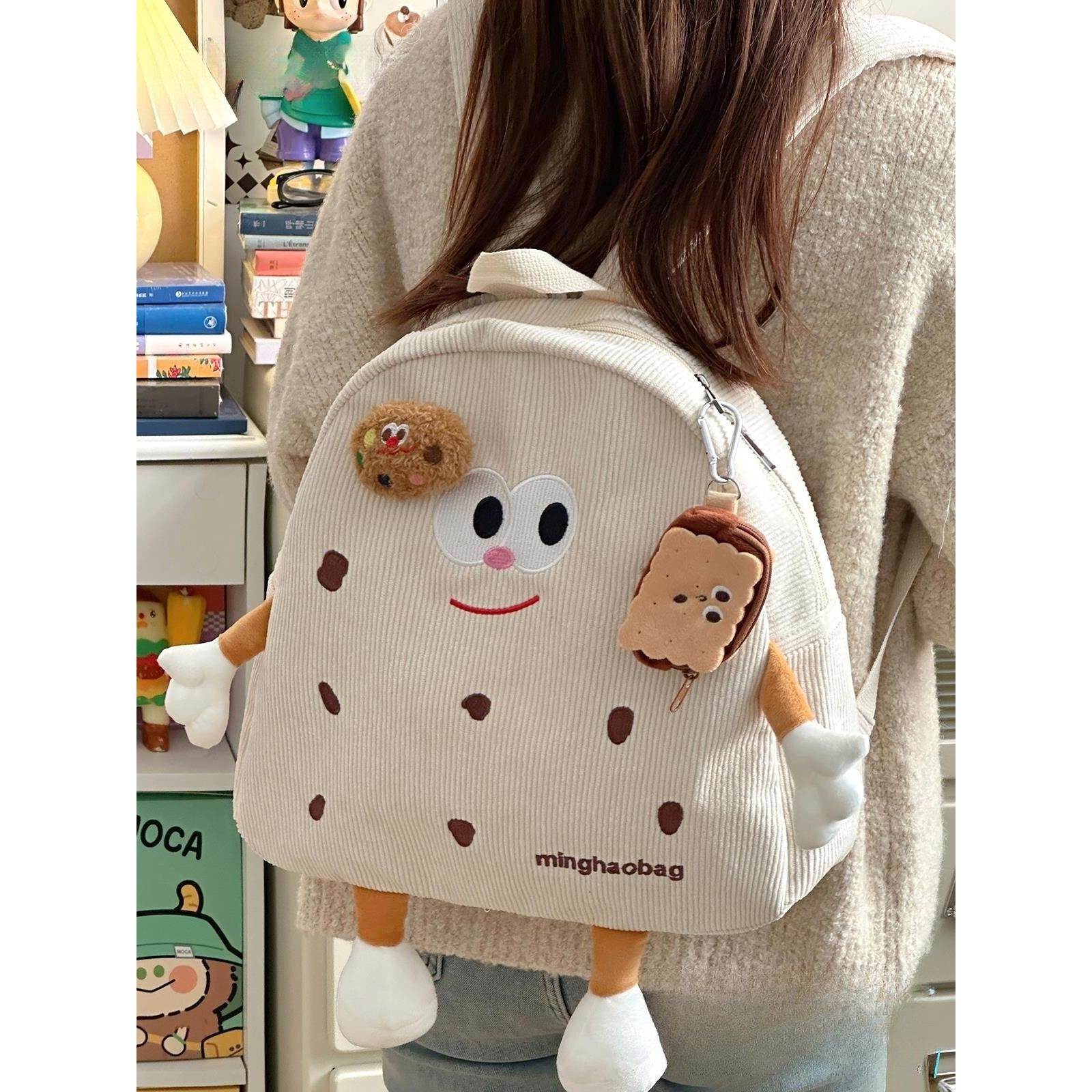 法国爱饼干布书包女日系软妹双74977362肩包休帆百搭学生闲背可包
