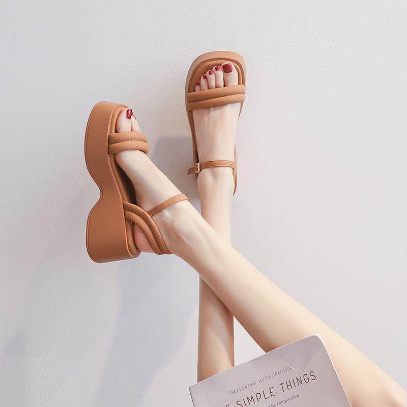 Cmr Diaz小个子显高厚底凉鞋女2024年新款夏季外穿坡跟松糕罗马鞋