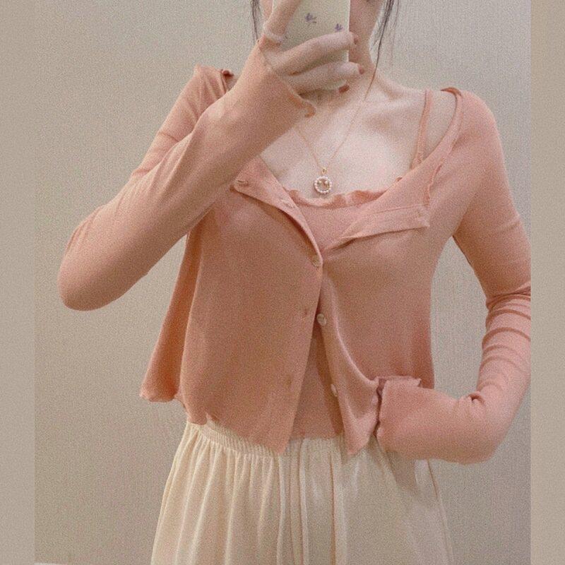 小披肩夏季搭配吊加带裙子外搭衫两件套防晒开衫A33021女薄织款针