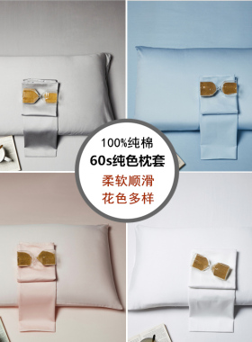 60S支贡缎长绒棉全棉枕套一对装单人枕芯套48*74cm纯棉一只包邮