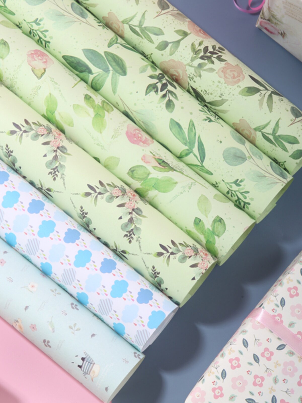 무료우송 두꺼운 선물 포장지 대형 크리스마스 선물 포장지 벽지 가방 책 종이 책 표지 핸드메이드 종이 10장