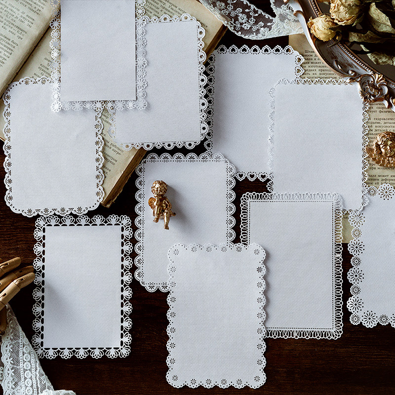 MO MO 앨리스 티 파티 중공 레이스 종이 소금 기반 손 계정 배경 장식 기본 복고풍 손 계정 재료 종이