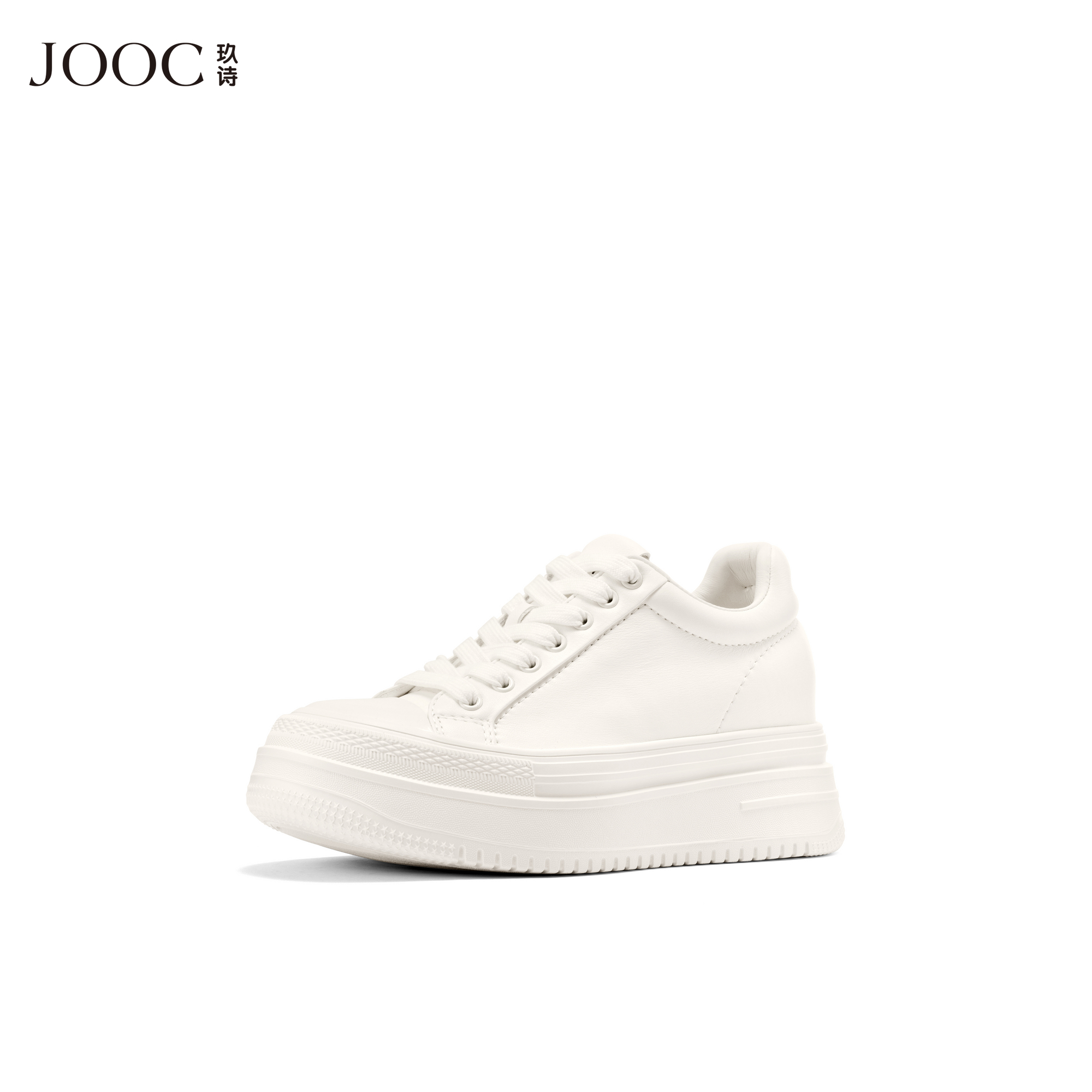 JOOC玖诗时尚百搭厚底休闲板鞋女2025早秋新款圆头内增高小白鞋