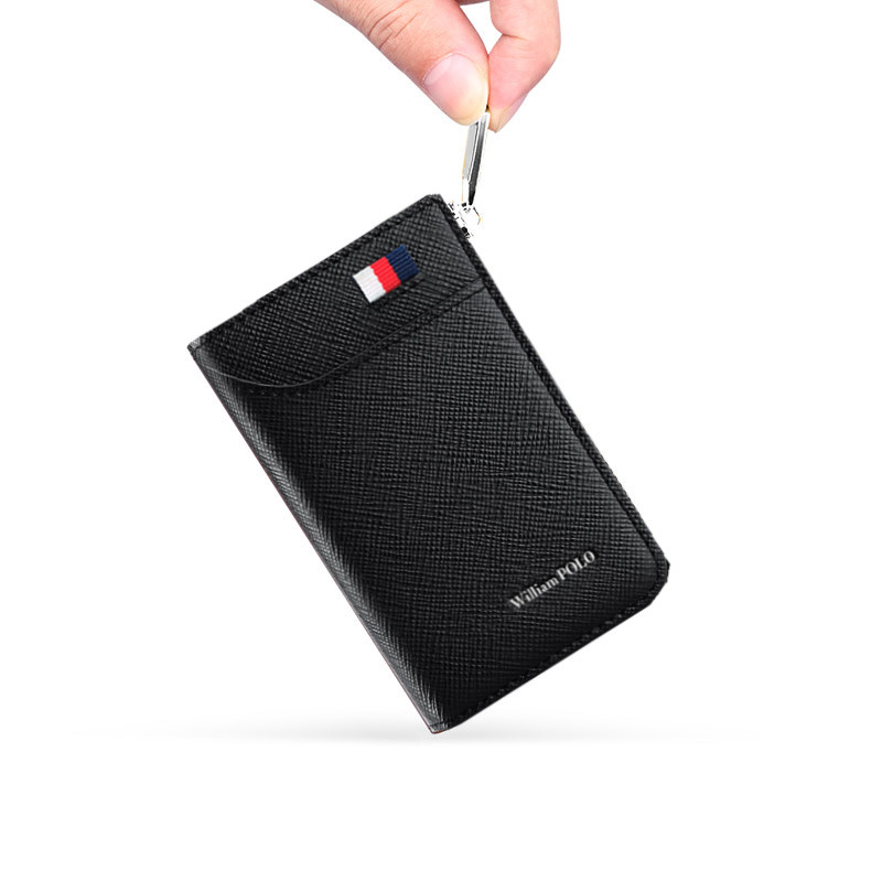 Williampolo牛皮驾驶证小卡包男韩版拉链风琴式公交信用卡片包