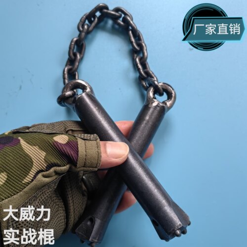 实战特硬钨钢双截棍手工加重两节棍二节棍成人防身自卫破窗打狗棍
