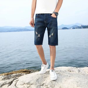 2025夏季破洞牛仔裤短裤男五分裤男潮流百搭DK87-P20图片
