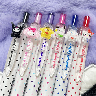 三丽鸥日本uniball三菱中性笔库洛米限定umn-138波点爱心按动式signo黑色水笔速干0.38考试刷题笔旗官方舰店