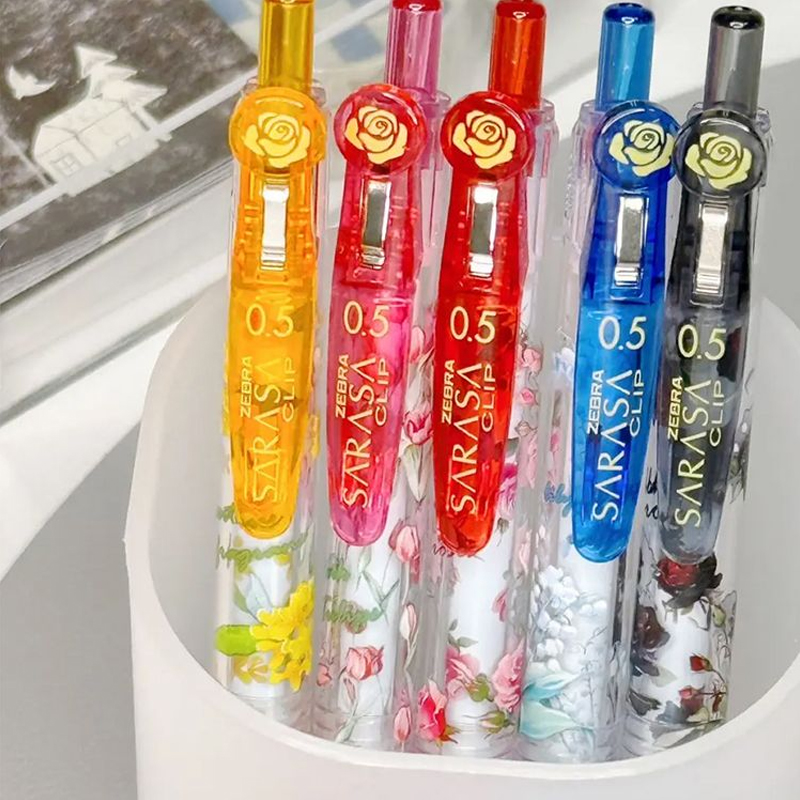 新品ZEBRA斑马官方旗舰店春日花房限定中性笔法国玫瑰黑色水笔限量版0.5巴黎花朵限定按动笔郁金香玫瑰笔