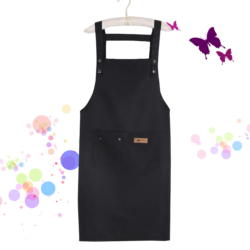 涤棉背带围裙logo印字奶茶咖啡店餐厅美甲韩版时尚男女工作服