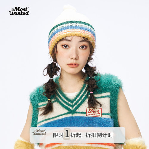 针织帽mostwantedlab条纹