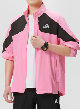 正品Adidas阿迪达斯春季新款男梭织小立领单层拼接休闲外套KC1237