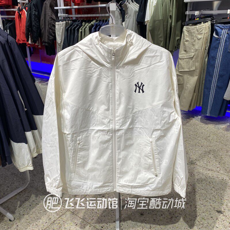 正品MLB拼接撞色工装户外防风防晒男女情侣运动休闲梭织夹克外套