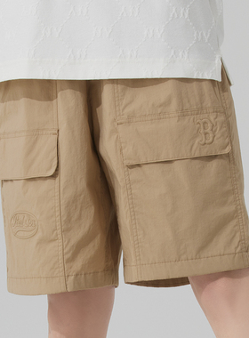 2025夏正品新款MLB简约百搭透气速干纯色男女休闲梭织短裤3ASMV