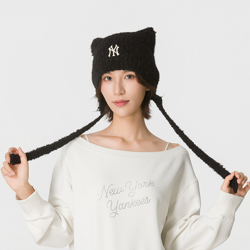 MLB刺绣LOGO大标绒线帽毛线帽