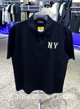 正品MLB透气时尚翻领纯色学院风男女运动休闲短袖T恤POLO衫3APQB