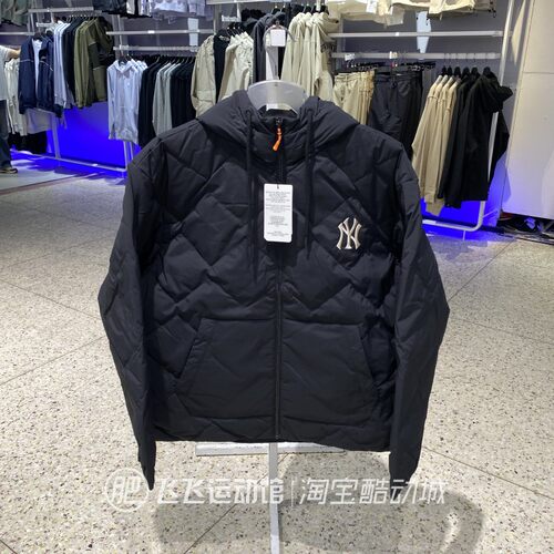 正品MLB轻薄运动休闲连帽羽绒服