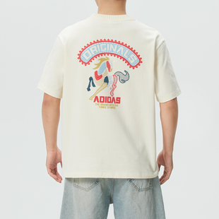 正品ADIDAS阿迪达斯马年新年图案印花圆领男运动半短袖T恤KQ5099