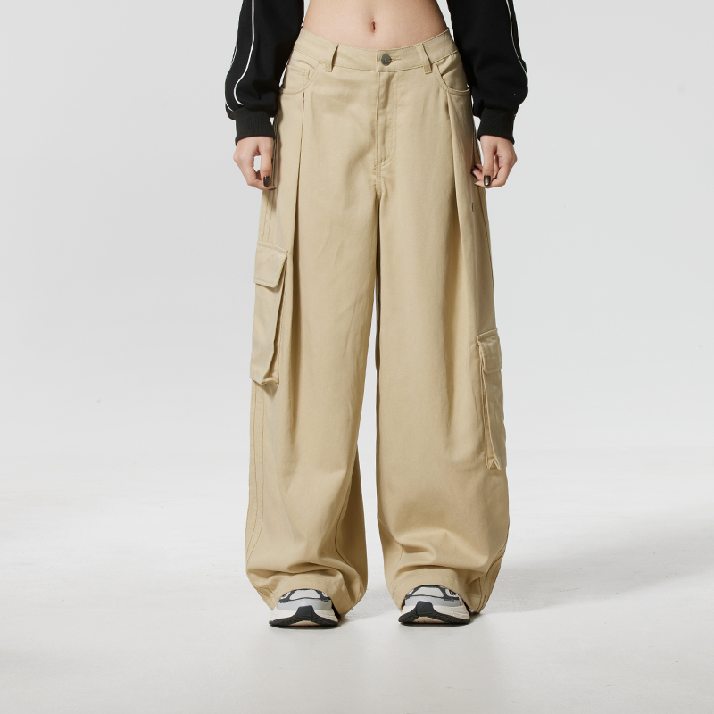 正品adidas阿迪达斯三叶草新款女子工装裤运动阔腿裤长裤IA7511