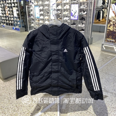 阿迪达斯男防风连帽保暖棉服外套
