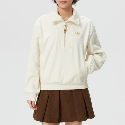 阿迪达斯三叶草翻领女卫衣套头衫