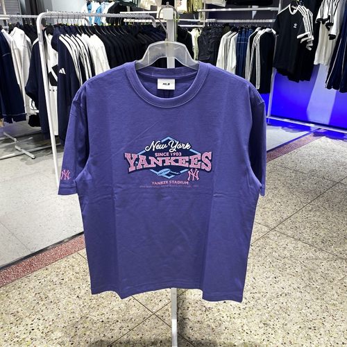 正品MLB字母圆领休闲运动短袖T恤