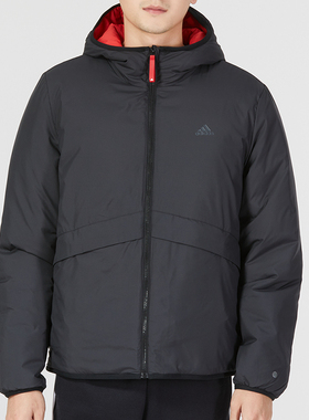 Adidas阿迪达斯男款运动休闲日常百搭双面穿保暖连帽棉衣HY7219